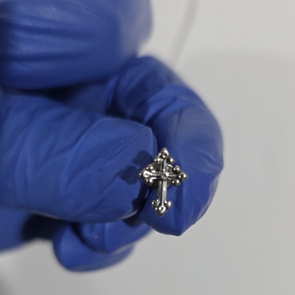 Silver Pendant Necklace with Blue & Purple Accents and Cross Stud Earrings - Picture 7 of 14